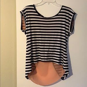 Blue and white striped blouse